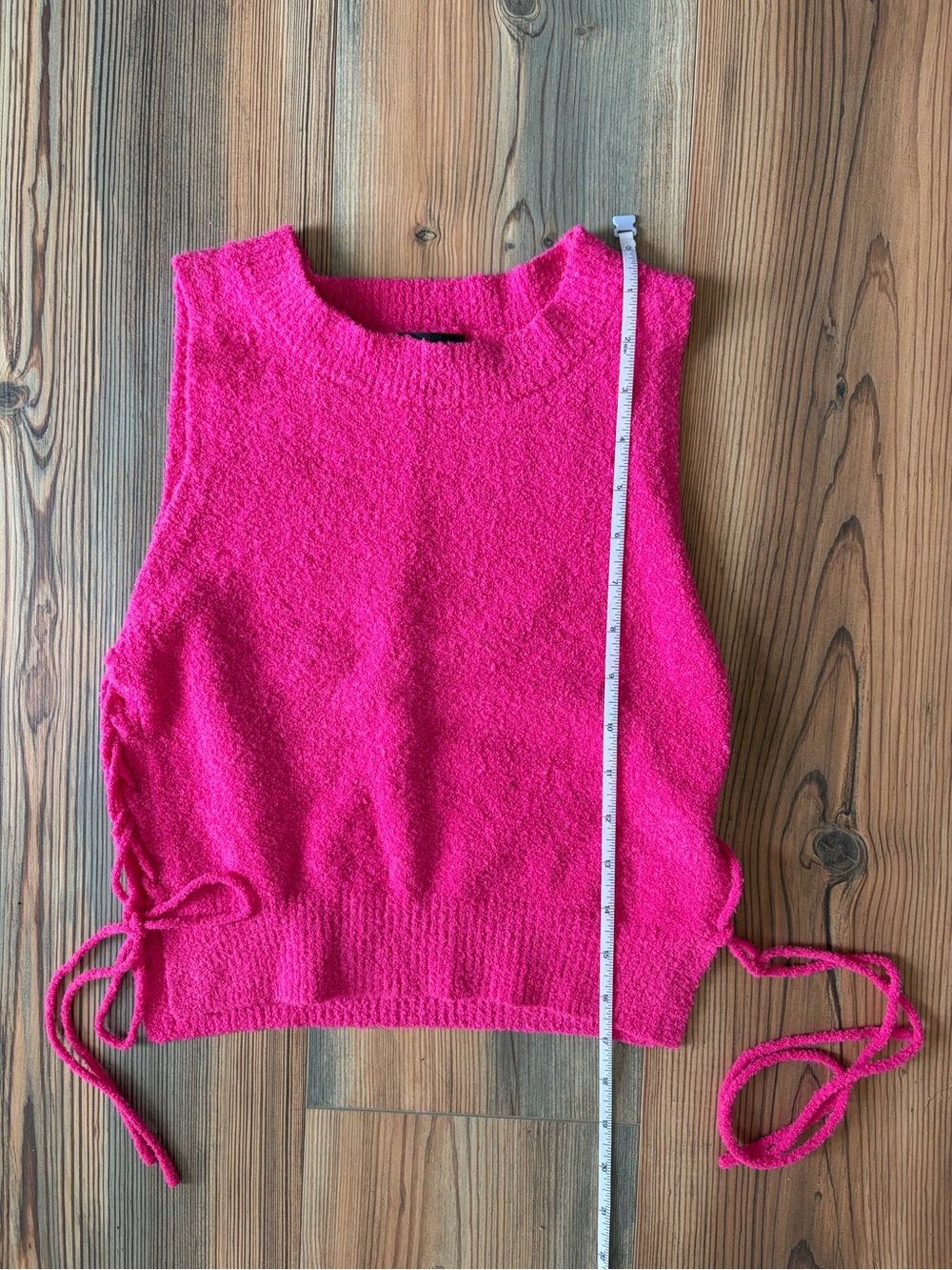Lulu's Bouclé Knit Tie-Side Tank - Fuchsia Size S